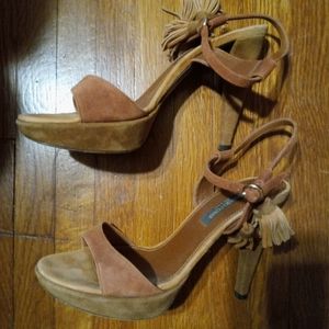 Sergio Rossi Genuine Suede Heeled Sandals Size 6.5 (37)